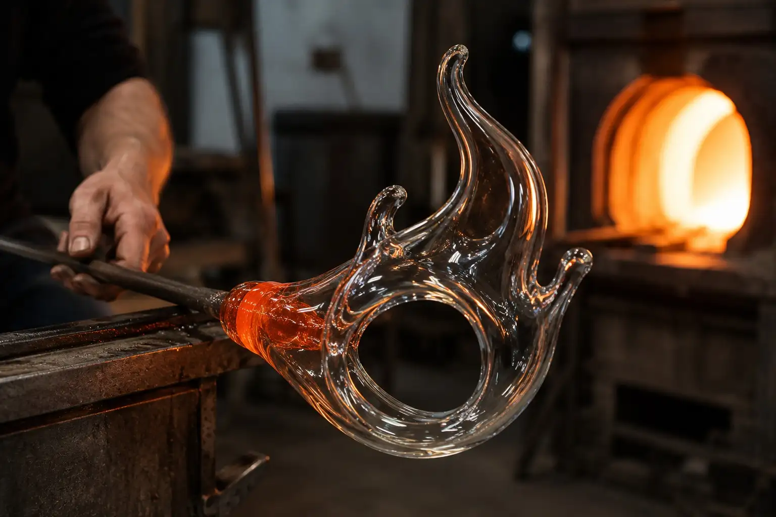 Vormen van glas bij hoge temperatuur